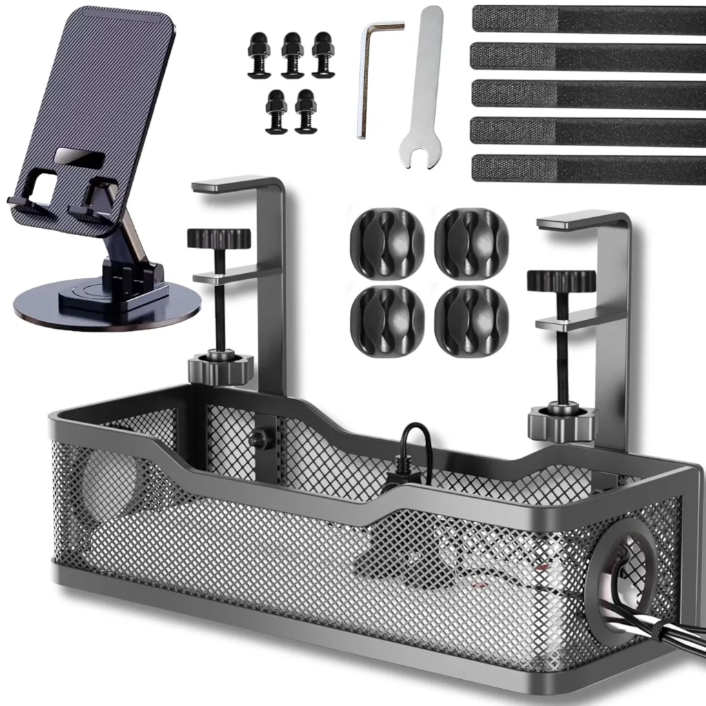 Cable management kit for organizing wires and desk cables
